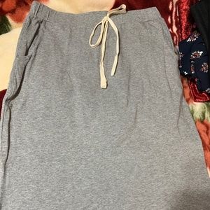 7th Ray Women’s Gray Pencil Skirt with Pockets, Elastic Waist and Decorative Tie